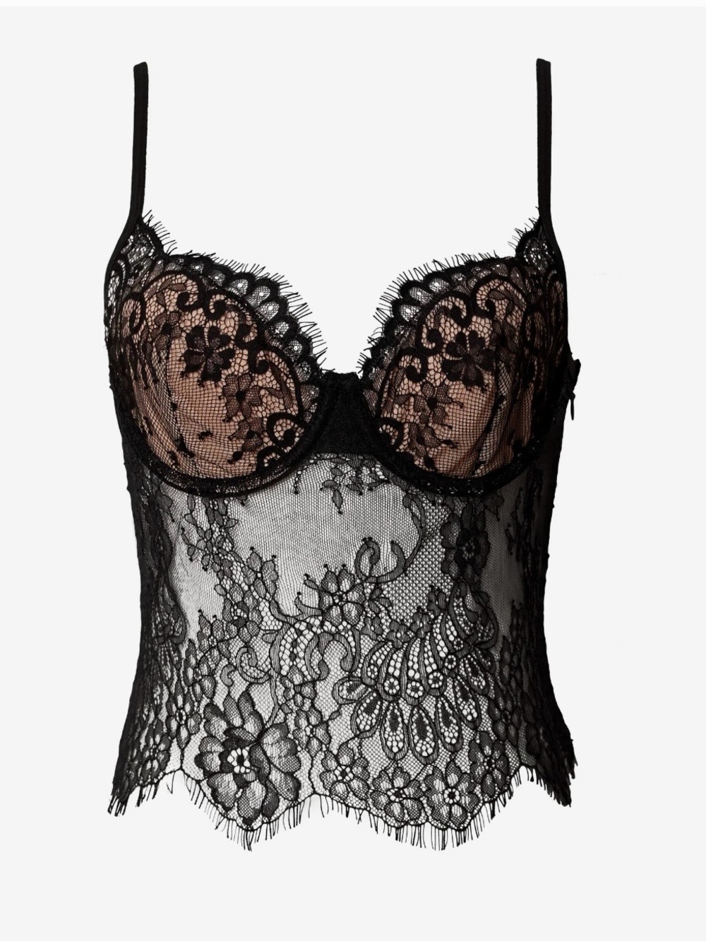 Selfie Leslie Black Lace Bustier Camisole with Nude Lining